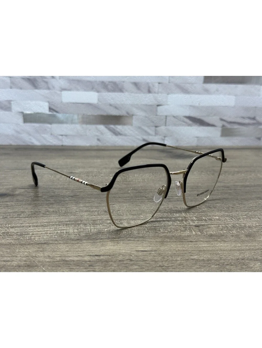 BURBERRY Designer Eyeglasses 1371 1326 Black Gold 52[]19-140 Italy Demo Lenses